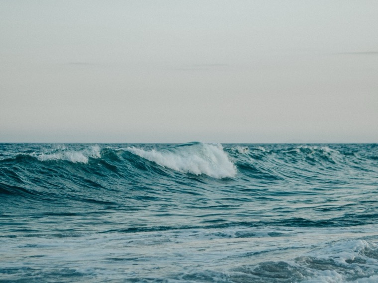 側面看的海浪，一道浪峰形成類似正弦曲線的起伏